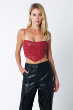 Load image into Gallery viewer, VEGAN LEATHER CORSET TOP
