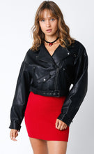 Load image into Gallery viewer, OLIVACEOUS VEGAN LEATHER MOTO JACKET
